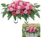 Artificial Cemetery Flower Saddle – Pink Rose Headstone Memorial Flowers for Grave & Tombstone Outdoor Decorations